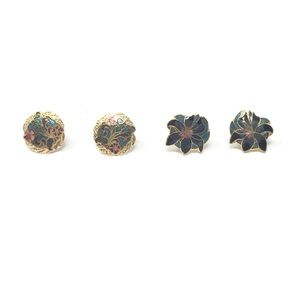 Set of Ornate Stud Earrings